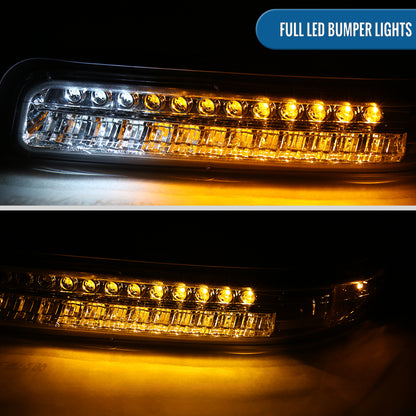 Ronnin - Fits 1999-2002 Chevy Silverado 1500 2500 3500 2000-2006 Tahoe Suburban 1500 2500 Full LED Bumper Turn Signal Lights Assembly Pair | Chrome