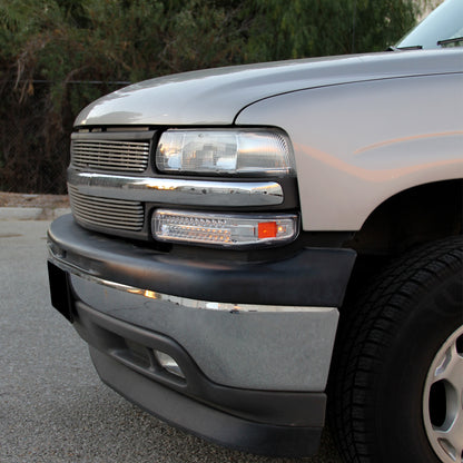 Ronnin - Fits 1999-2002 Chevy Silverado 1500 2500 3500 2000-2006 Tahoe Suburban 1500 2500 Full LED Bumper Turn Signal Lights Assembly Pair | Chrome