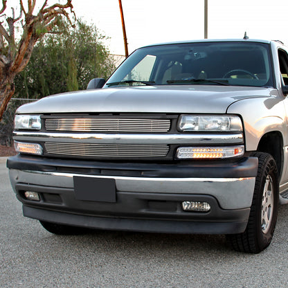 Ronnin - Fits 1999-2002 Chevy Silverado 1500 2500 3500 2000-2006 Tahoe Suburban 1500 2500 Full LED Bumper Turn Signal Lights Assembly Pair | Chrome