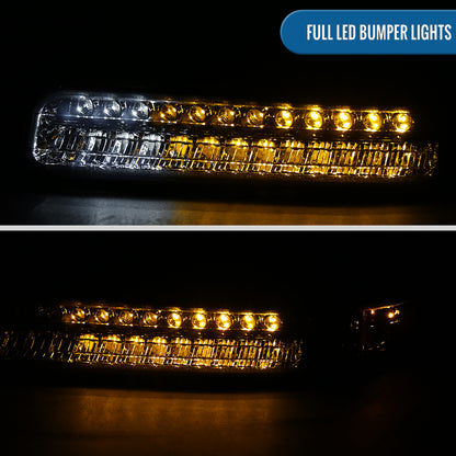 Ronnin - Fits 1999-2002 Chevy Silverado 1500 2500 3500 2000-2006 Tahoe Suburban 1500 2500 Full LED Bumper Turn Signal Lights Assembly Pair | Smoke