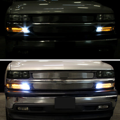 Ronnin - Fits 1999-2002 Chevy Silverado 1500 2500 3500 2000-2006 Tahoe Suburban 1500 2500 Full LED Bumper Turn Signal Lights Assembly Pair | Smoke