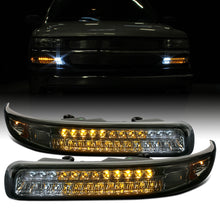 Ronnin - Fits 1999-2002 Chevy Silverado 1500 2500 3500 2000-2006 Tahoe Suburban 1500 2500 Full LED Bumper Turn Signal Lights Assembly Pair | Smoke
