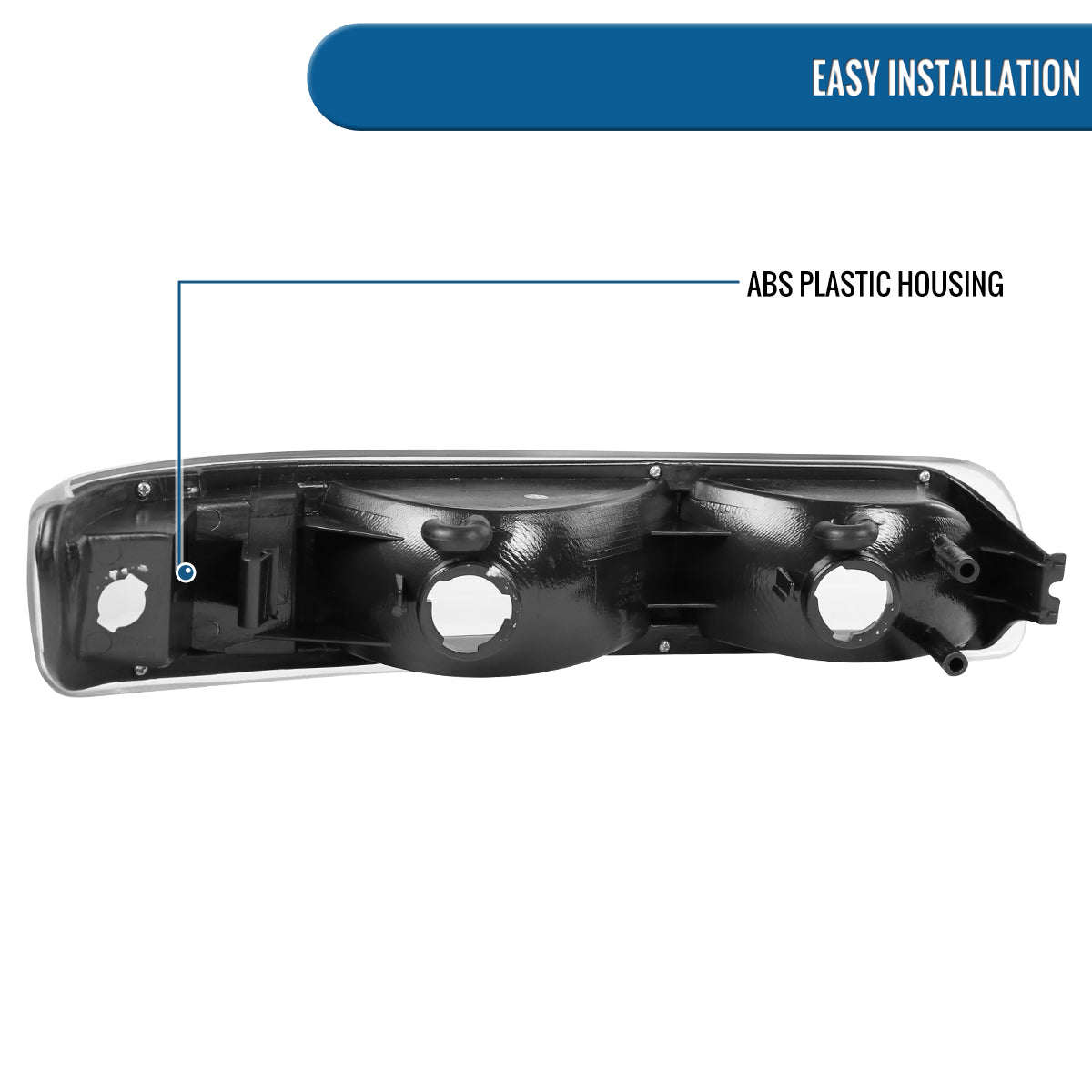 Ronnin - Fits 1999-2002 Chevy Silverado 2000-2006 Tahoe Suburban 1500 2500 Factory Replacement Bumper Turn Signal Lights Assembly Pair | Black