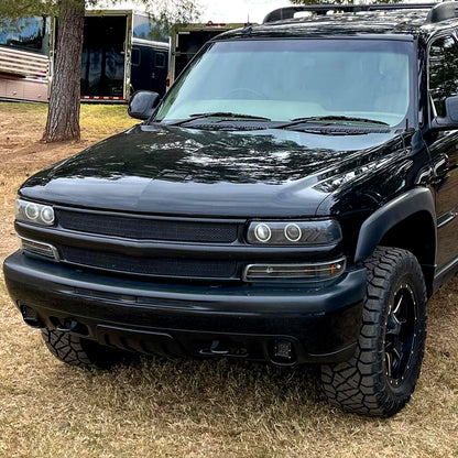 Ronnin - Fits 1999-2002 Chevy Silverado 2000-2006 Tahoe Suburban 1500 2500 Factory Replacement Bumper Turn Signal Lights Assembly Pair | Black