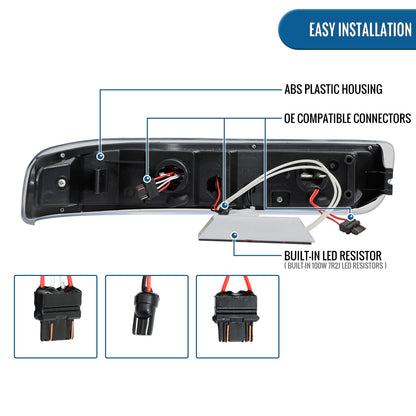 Ronnin - Fits 1999-2002 Chevy Silverado 1500 2500 3500 2000-2006 Tahoe Suburban 1500 2500 Full LED Bumper Turn Signal Lights Assembly Pair | Black