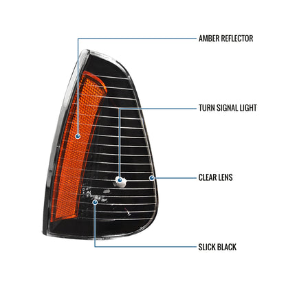 Ronnin - Se adapta a Ford Ranger 2006-2010. Par de luces de esquina de repuesto de fábrica para estacionamiento | Negro