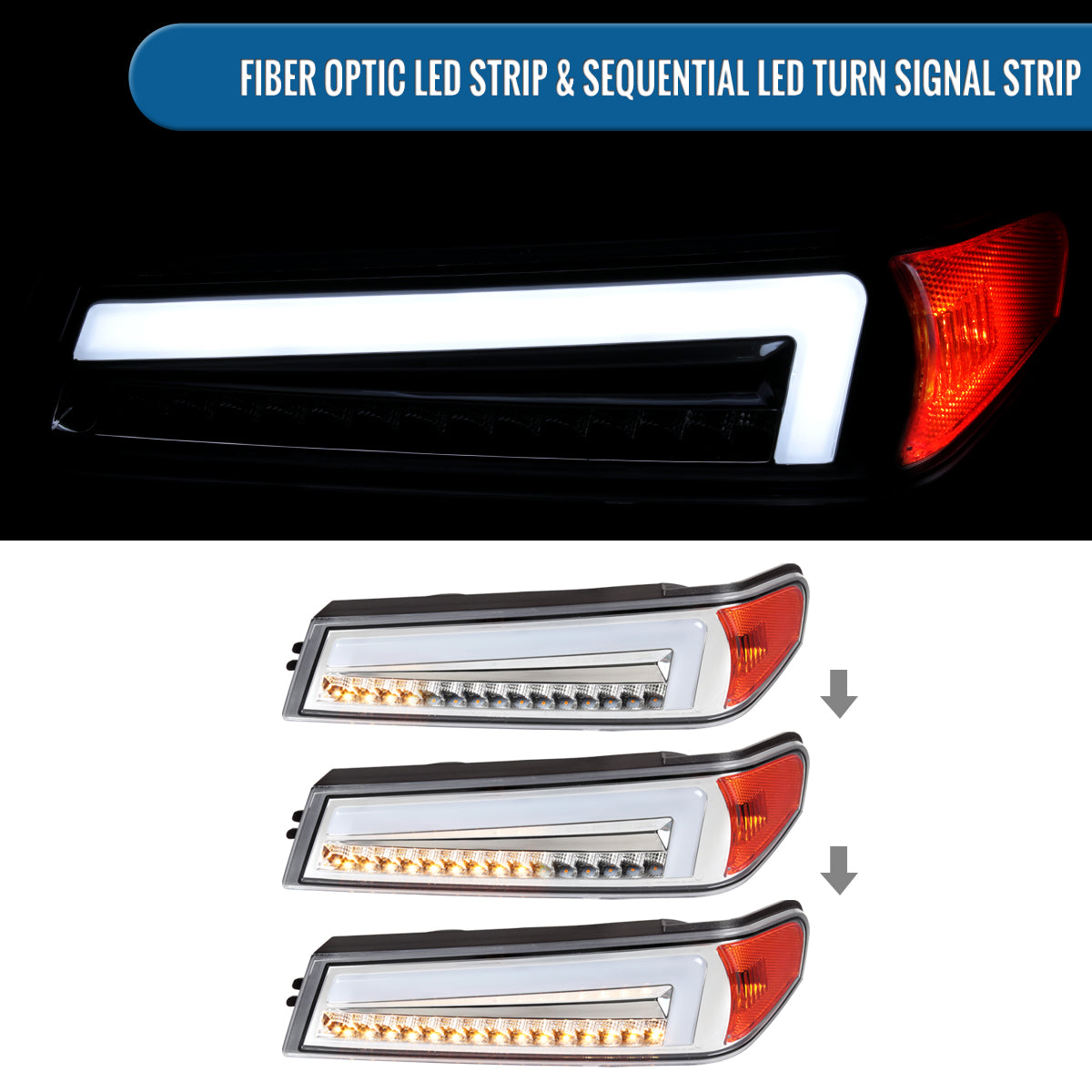 2004-2012 Chevy Colorado GMC Canyan 2006-2008 ISUZU I-Series LED Sequential Turn Signals Corner Lights Assembly Pair | Chrome