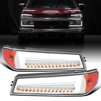 2004-2012 Chevy Colorado GMC Canyan 2006-2008 ISUZU I-Series LED Sequential Turn Signals Corner Lights Assembly Pair | Chrome
