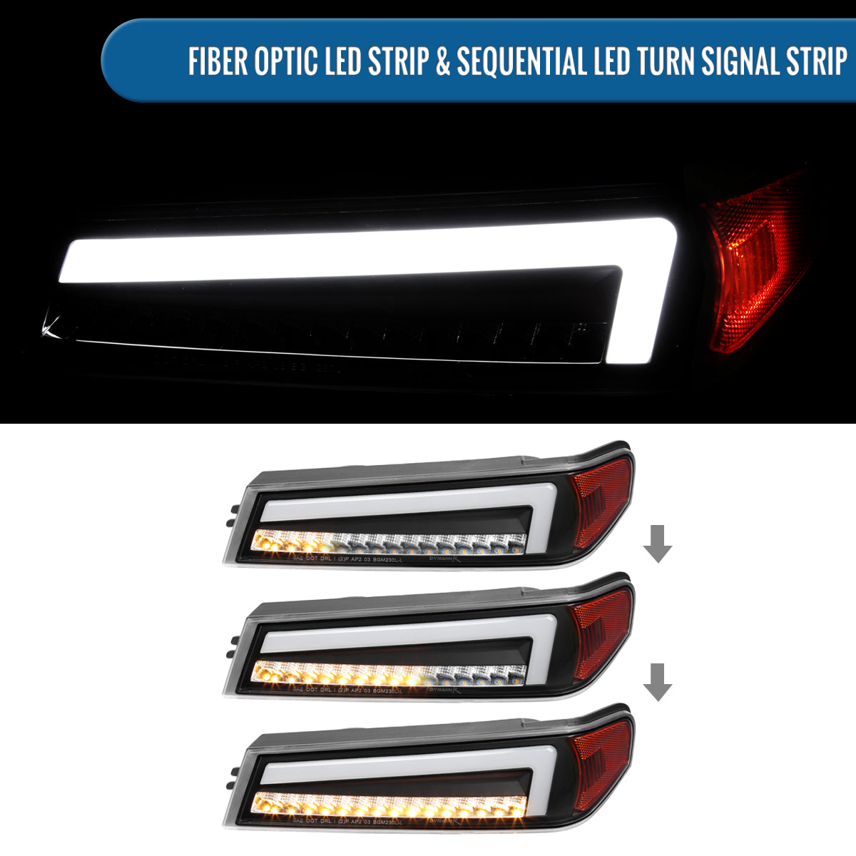 2004-2012 Chevy Colorado GMC Canyan 2006-2008 ISUZU I-Series LED Sequential Turn Signals Corner Lights Assembly Pair | Black