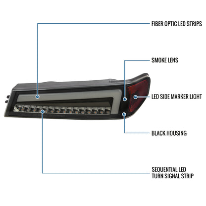 2004-2012 Chevy Colorado GMC Canyan 2006-2008 ISUZU I-Series LED Sequential Turn Signals Corner Lights Assembly Pair | Black Smoke
