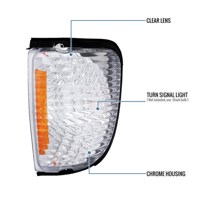 1992-2007 Ford Econoline Halogen Corner Lights Pair | Chrome