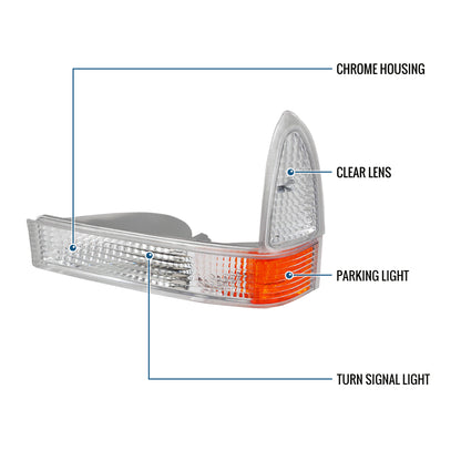 1999-2004 Ford F250 F350 F450 F550 US Excursion Corner Lights Super Duty Assembly Pair | Chrome