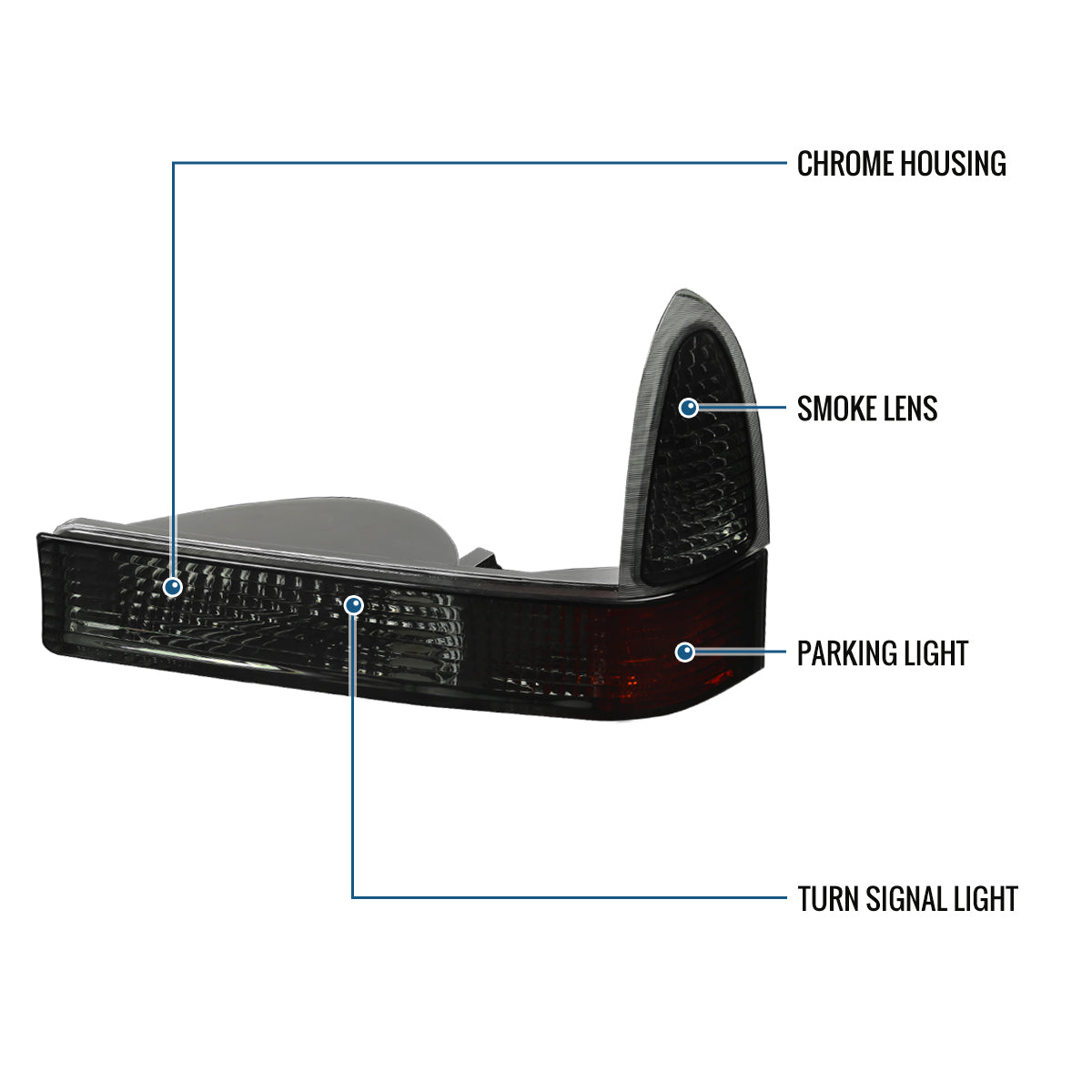 1999-2004 Ford F250 F350 F450 F550 US Excursion Corner Lights Super Duty Assembly Pair | Smoke