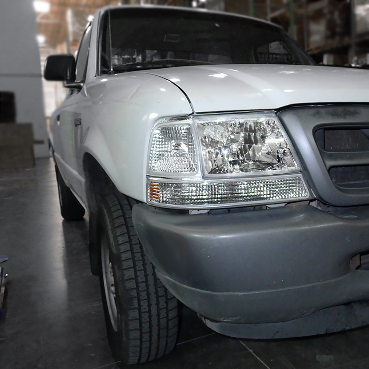 Ronnin - Compatible con Ford Ranger 1998-2000 | Par de Conjuntos de Luces de Esquina y Luces de Estacionamiento de Repuesto | Cromado
