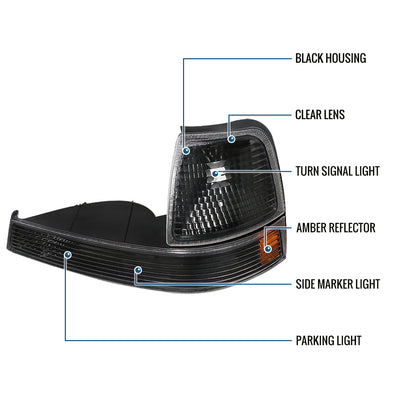 Ronnin - Compatible con Ford Ranger 1998-2000 | Par de Conjuntos de Luces de Esquina de Repuesto, Luces de Estacionamiento | Negro