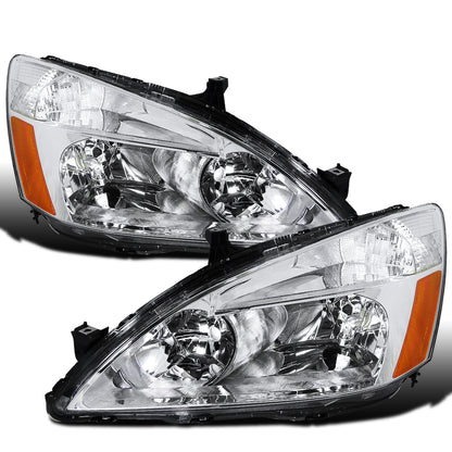 Ronnin - Conjunto de faros delanteros de repuesto originales para Honda Accord Sedan Coupe 2003-2007 | Cromado