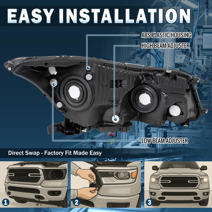 Ronnin - Faros de repuesto para Honda Accord Sedán 2008-2012, par | Negro