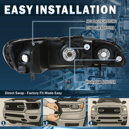 Ronnin - Compatible con Honda Accord Sedán Coupé 1998-2002 | Par de ensamblajes de faros de repuesto | Cromado