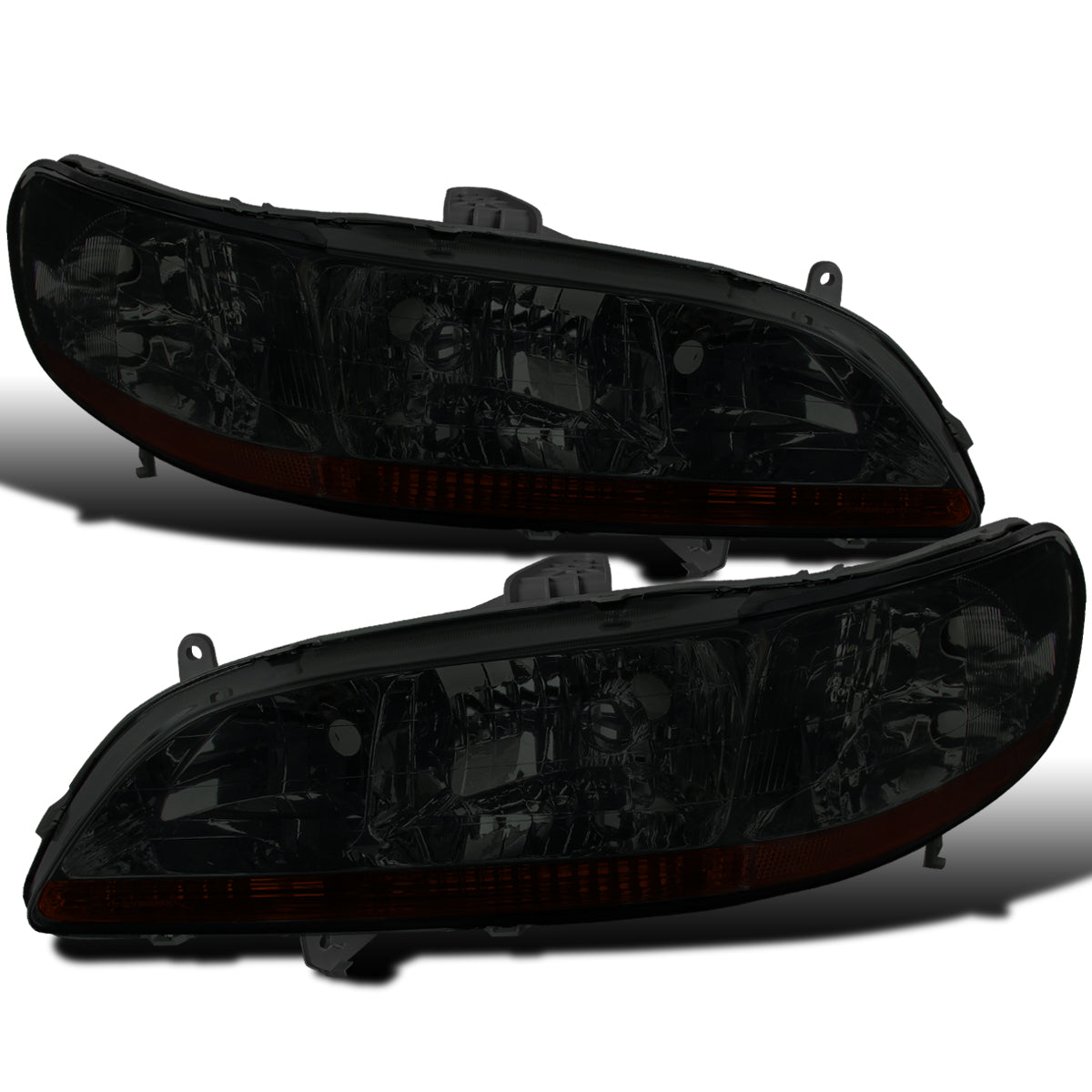 Ronnin - Compatible con Honda Accord Sedán Coupé 1998-2002 | Par de ensamblajes de faros de repuesto | Negro Ahumado