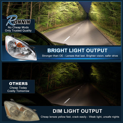 Ronnin - Fits 2002-2004 Nissan Altima Factory Replacement Halogen Headlights Assembly Pair | Chrome