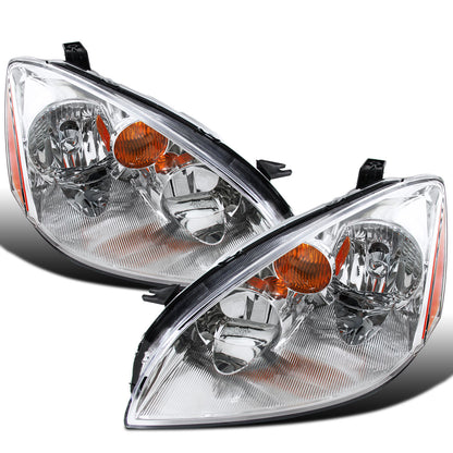 Ronnin - Fits 2002-2004 Nissan Altima Factory Replacement Halogen Headlights Assembly Pair | Chrome