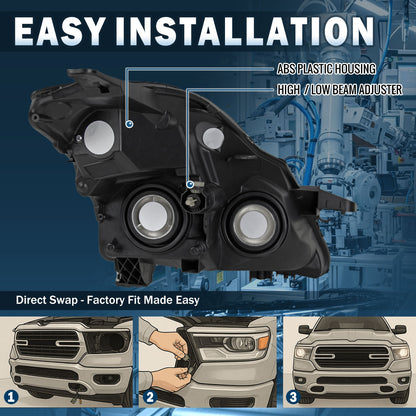 Ronnin - Compatible con Nissan Altima Sedán 2007-2009 Par de Conjuntos de Faros Delanteros Halógenos de Repuesto | Ahumado