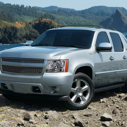 Ronnin - Fits 2007-2014 Chevy Avalanche Tahoe Suburban Factory Replacement Headlights  Assembly Pair | Chrome