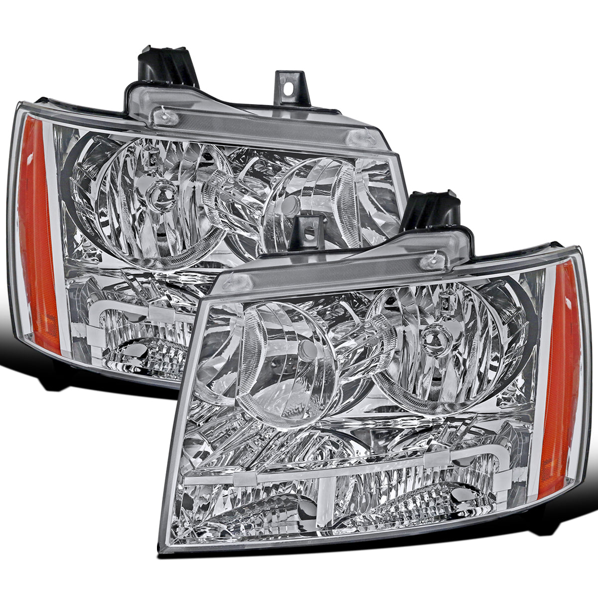 Ronnin - Fits 2007-2014 Chevy Avalanche Tahoe Suburban Factory Replacement Headlights  Assembly Pair | Chrome