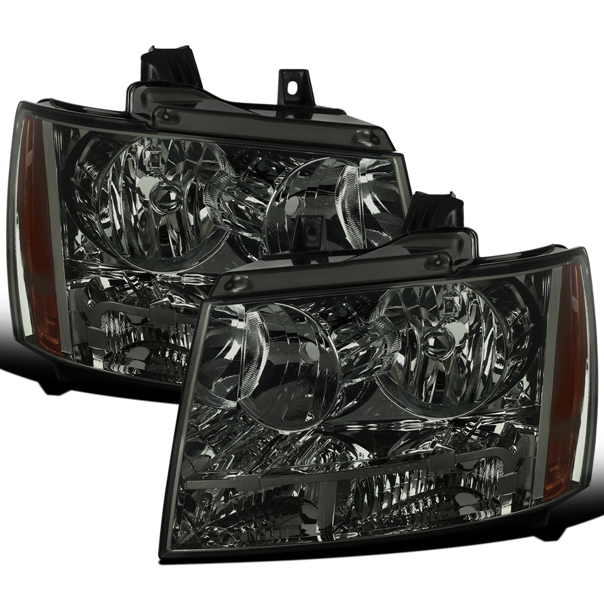 Ronnin - Fits 2007-2014 Chevy Avalanche Tahoe Suburban Factory Replacement Headlights  Assembly Pair | Smoke