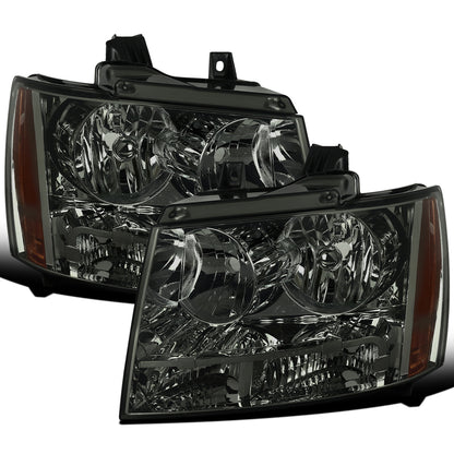 Ronnin - Fits 2007-2014 Chevy Avalanche Tahoe Suburban Factory Replacement Headlights  Assembly Pair | Smoke
