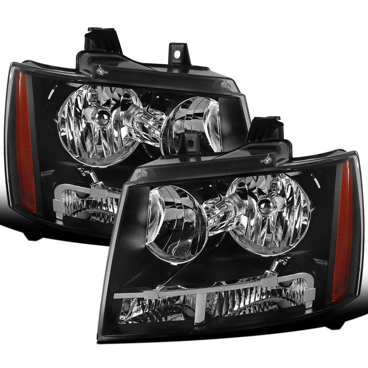 Ronnin - Fits 2007-2014 Chevy Avalanche Tahoe Suburban Factory Replacement Headlights  Assembly Pair | Black