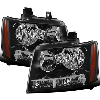 Ronnin - Fits 2007-2014 Chevy Avalanche Tahoe Suburban Factory Replacement Headlights  Assembly Pair | Black
