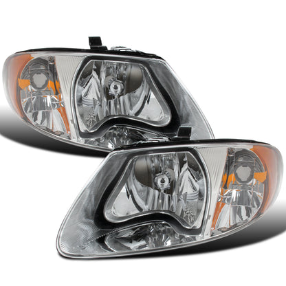 Ronnin - Compatible con Dodge Grand Caravan, Chrysler Town & Country, Grand Voyager de 2001-2007 | Par de ensamblaje de faros de repuesto | Cromado