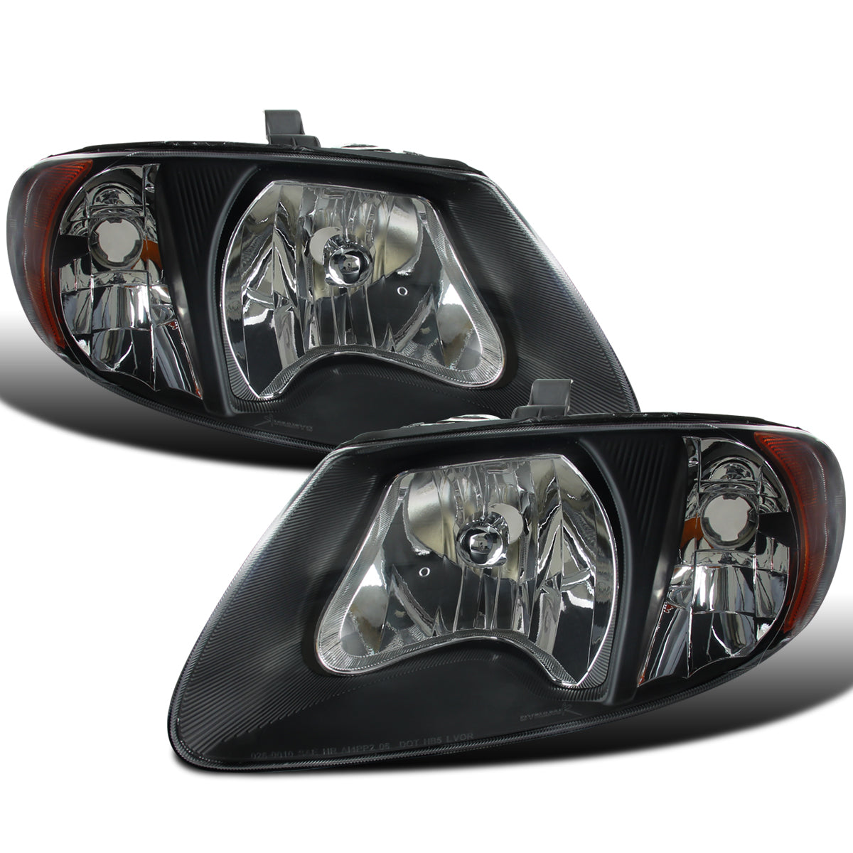 2001-2007 Dodge Grand Caravan Chrysler Town & Country Grand Voyager  Replacement Headlights Assembly Pair | Black