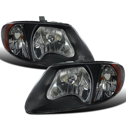 2001-2007 Dodge Grand Caravan Chrysler Town & Country Grand Voyager  Replacement Headlights Assembly Pair | Black