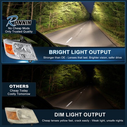 Ronnin - Compatible con Dodge Grand Caravan 2008-2010 Ensamblaje de faros delanteros de repuesto lado del pasajero | Cromado