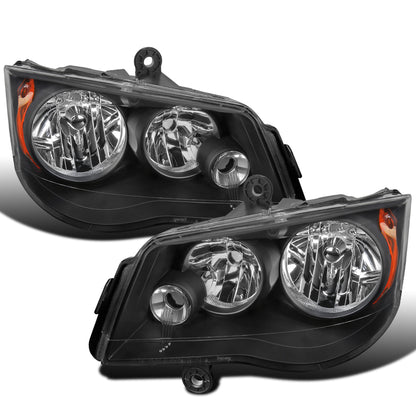 Ronnin - Compatible con Dodge Grand Caravan y Chrysler Town & Country 2011-2018 | Par de faros delanteros de repuesto | Negros