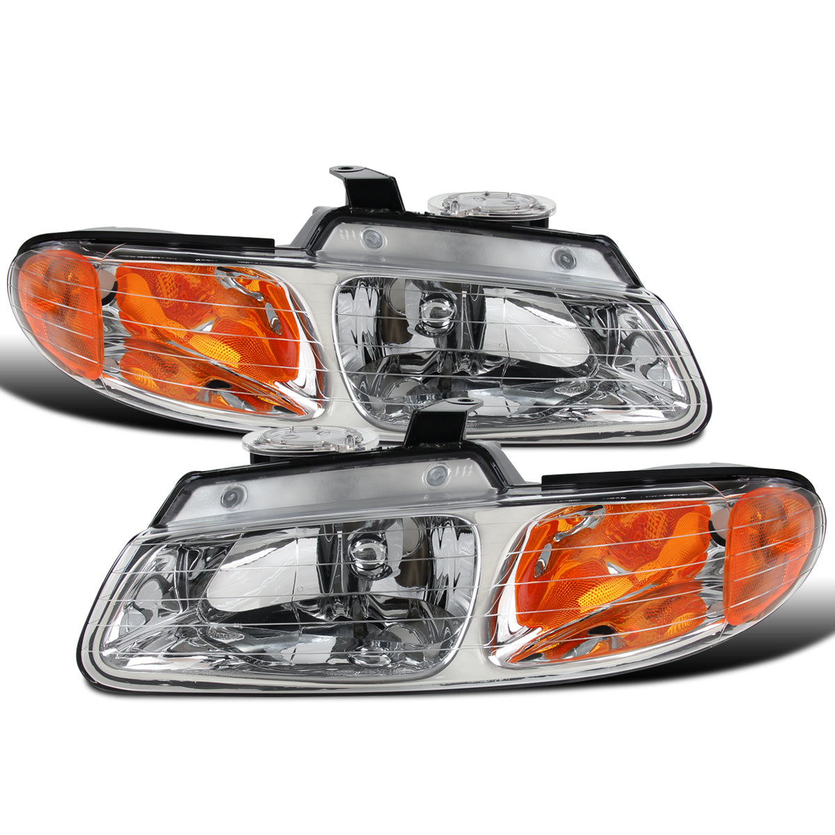 Ronnin - Compatible con Dodge Caravan, Plymouth Voyager, Chrysler Town & Country, Chrysler Voyager (Minivan) de 1996-2000. Par de faros delanteros de repuesto de fábrica | Cromados