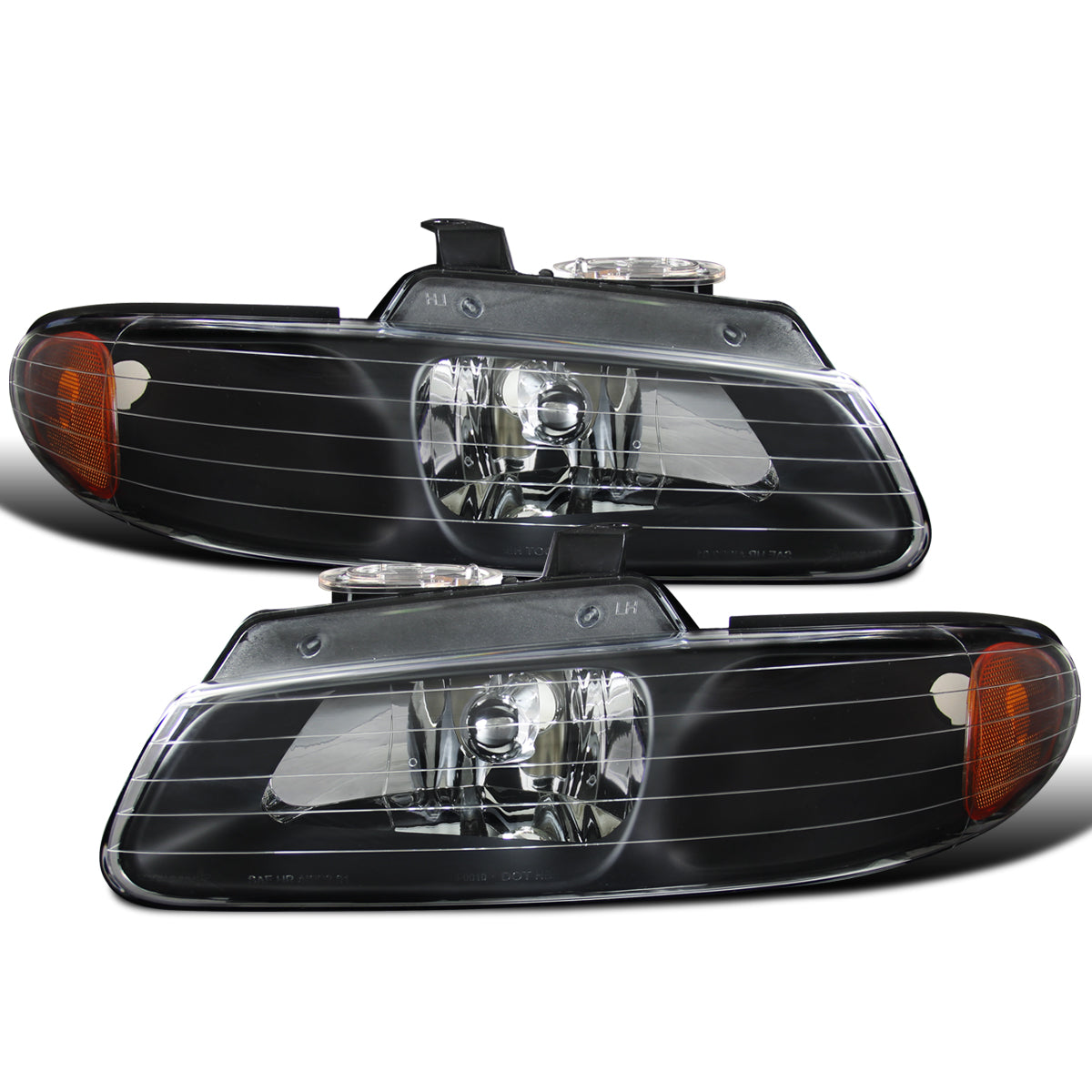 Ronnin - Compatible con Dodge Caravan 1996-2000, Plymouth Voyager, Chrysler Town & Country, Chrysler Voyager Minivan | Par de conjunto de faros de repuesto de fábrica | Negro