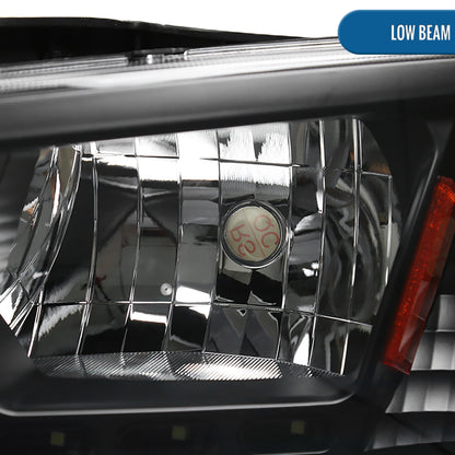 Ronnin - Fits 2006-2010 Dodge Charger Upgraded LED Running Lights Halogen Headlights Assembly Pair | Black