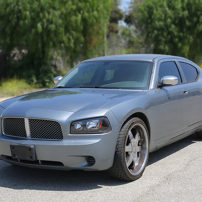 Ronnin - Fits 2006-2010 Dodge Charger Upgraded LED Running Lights Halogen Headlights Assembly Pair | Black