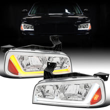 Ronnin - Fits 2006-2010 Dodge Charger Upgraded Replacement LED Tube Switchback Sequential Turn Signal Halogen Headlights Assembly Pair | Chrome