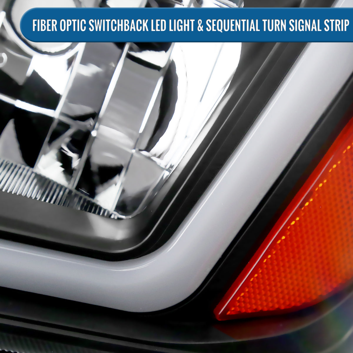 Ronnin - Fits 2006-2010 Dodge Charger Upgraded Replacement LED Tube Switchback Sequential Turn Signal Halogen Headlights Assembly Pair | Black