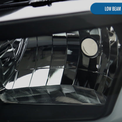 Ronnin - Fits 2006-2010 Dodge Charger Upgraded Replacement LED Tube Switchback Sequential Turn Signal Halogen Headlights Assembly Pair | Black Smoke