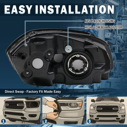Ronnin - Compatible con Pontiac Pursuit 2005-2010 Pontiac G5 Chevy Cobalt | Par de ensamblajes de faros delanteros de repuesto | Ahumado