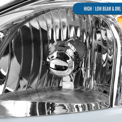 Ronnin - Fits 2005-2010 Chevy Cobalt Pontiac G5 Pursuit Upgraded Factory Replacement LED Tube Running Lights Headlights Assembly Pair | Chrome