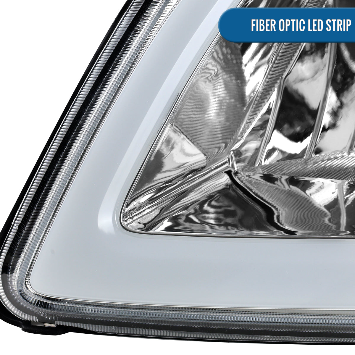 Ronnin - Fits 2005-2010 Chevy Cobalt Pontiac G5 Pursuit Upgraded Factory Replacement LED Tube Running Lights Headlights Assembly Pair | Chrome