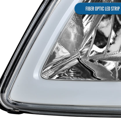 Ronnin - Fits 2005-2010 Chevy Cobalt Pontiac G5 Pursuit Upgraded Factory Replacement LED Tube Running Lights Headlights Assembly Pair | Chrome