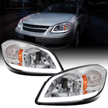 Ronnin - Fits 2005-2010 Chevy Cobalt Pontiac G5 Pursuit Upgraded Factory Replacement LED Tube Running Lights Headlights Assembly Pair | Chrome