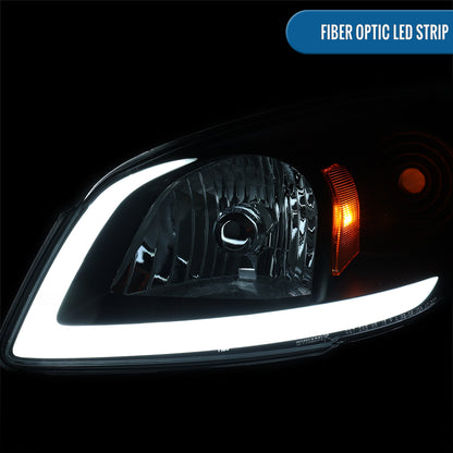 Ronnin - Fits 2005-2010 Chevy Cobalt Pontiac G5 Pursuit Upgraded Factory Replacement LED Tube Running Lights Headlights Assembly Pair | Black